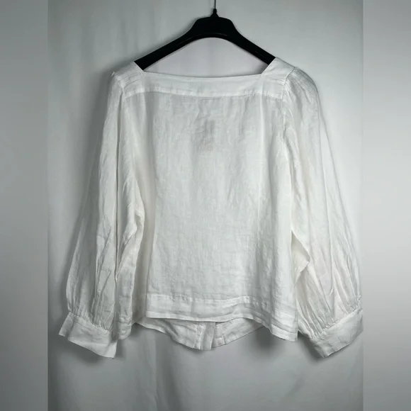 J.CREW Size XXL Squareneck Button-Up top 100% Linen White - Picture 8 of 16
